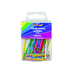 CLIP GRANDE 4.5CM COLORES C/30PZS