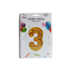 GLOBO METALICO NUMERO 3 32" 81CM DORADO