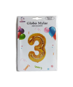 GLOBO METALICO NUMERO 3 32" 81CM DORADO