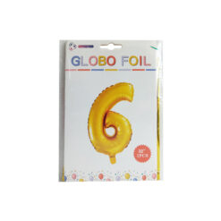 GLOBO METALICO NUMERO 6 32" 81CM DORADO