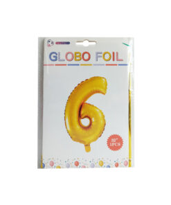 GLOBO METALICO NUMERO 6 32" 81CM DORADO