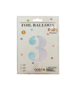 GLOBO METALICO NUMERO 3 32" 81CM MULTICOR