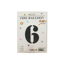 GLOBO METALICO NUMERO 6 32" 81CM NEGRO