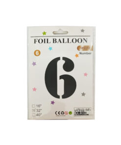 GLOBO METALICO NUMERO 6 32" 81CM NEGRO