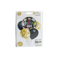 GLOBO C/5PZ FELIZ DIA DBCM0145 NEGRO/DORADO