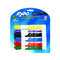 MARCADOR EXPO C/8 COLORES PLASTICO NEGRO
