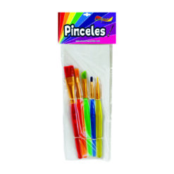 PINCELES COLORES MIXTO C/5PZ PIN-6 MANGO PLASTICO