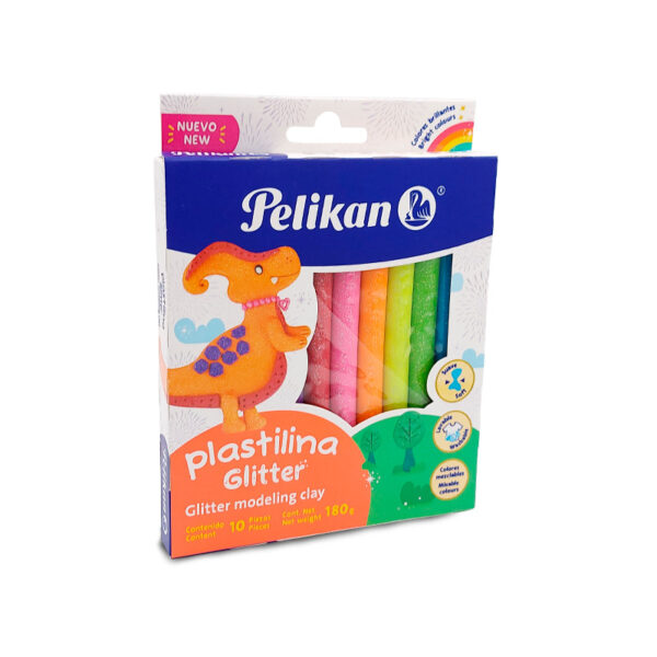 PLASTILINA C/10 BARRAS GLITTER PELIKAN